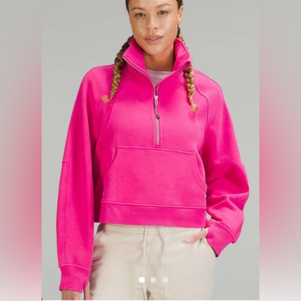 Lululemon oversized funnel neck half zip scuba-Sonic pink
